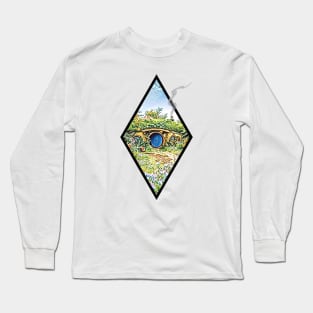 Cozy Home on a Hill with Smoke Coming Out of a Chimney - White - Fantasy Long Sleeve T-Shirt